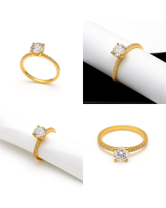 Real Gold Solitaire Stone Wedding & Engagement Ring 0364 (Size 5) R2492