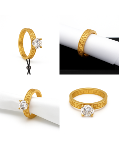 Real Gold Maze Hoop Solitaire Ring 0665 (SIZE 10) R2685
