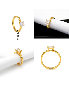 Real Gold Rectangle Stone Engagement and Wedding Ring 0107 (SIZE 7) R2212
