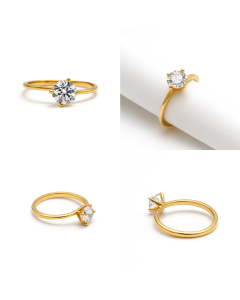 Real Gold Elegant Twist Single Stone Ring 0016 (Size 6) R2721