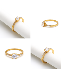 Real Gold Luxury Solitaire Stone Ring 0228 (Size 6) R2737