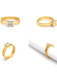 Real Gold Twin Line Solitaire Ring 0273 (Size 8) R2747
