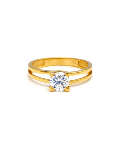 Real Gold Twin Line Solitaire Ring 0273 (Size 5) R2750