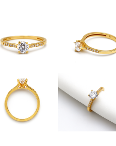 Real Gold Classic Shine Stone Ring 0028 (Size 6) R2773