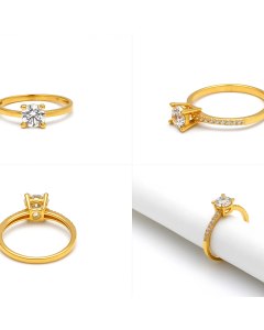 Real Gold Timeless Solitaire Stone Ring 0316 (Size 6) R2785