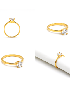 Real Gold Minimal Stone Ring 0022 (Size 7.5) R2780