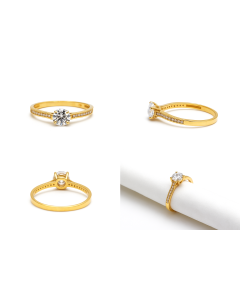 Real Gold Elegant Solitaire Line Stone Ring 0335 (Size 7.5) R2792