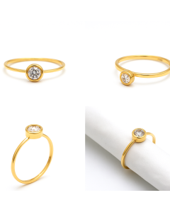 Real Gold Minimal Glow Stone Ring 0043 (Size 7.5) R2796