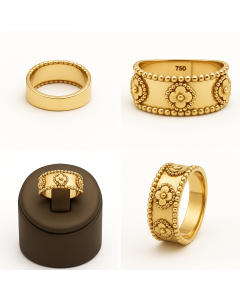 Real Gold Plain Clover Ring (Size 9) - Model GZJVN 1644 R2679