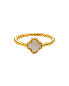 Real Gold Pearl Clover Ring GZJVN 0344/1YZ (Size 5) R2633