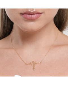 Real Gold Heart Beat with Stone Adjustable Size Necklace - Model 0028 N1433