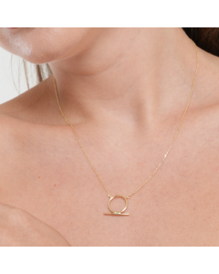 Real Gold Toggle Bar Adjustable Size Necklace - Model 0010 N1438