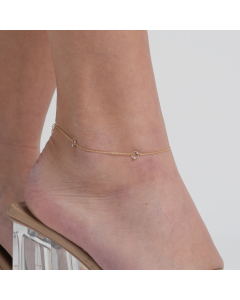 Real Gold 2 Color Ball Ring Adjustable Size Anklet 3130 A1332