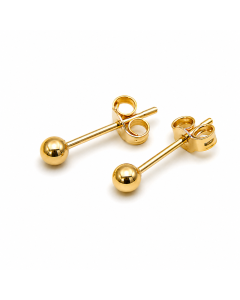 Real Gold 3 MM Ball Stud Earring Set 0003 E1904