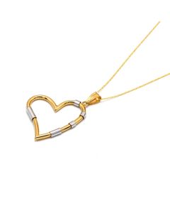 Real Gold 2 Color 3D Big Heart Necklace - Model 1726/YW CWP 2012