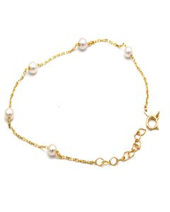 Real Gold 5 Pearl 3MM Bracelet 2487 (19 C.M) BR1851