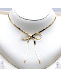 Real Gold Snake Chain Bow Design Necklace (40 C.M) 0041 N1542