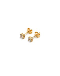 Real Gold Square Stud Stone Earrings Set - Model 0026 E1961