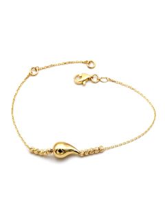Real Gold Teardrop with Textured Beads Adjustable Size Bracelet (19 C.M) 1675-DC BR1884