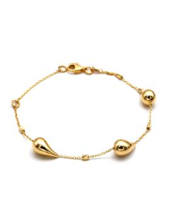 Real Gold 3 Teardrop with Textured Roller Adjustable Size Bracelet (16+3 = 19 C.M) 1679 BR1885