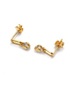 Real Gold Drop Dangler Closed Stone Earrings Set - Model 0267 E1960