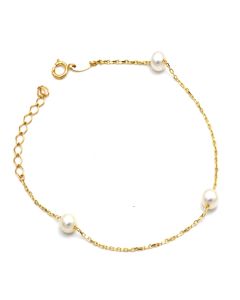Real Gold 3 Pearl 5MM Bracelet 2490 (19 C.M) BR1852