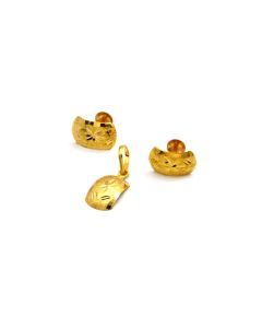 Real Gold Glittering Curved Studs with Long Screw Tops Earring Set With Pendant SET1079
