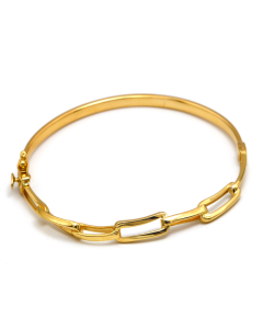 Real Gold Flat Twisted Paper Clip Link Bangle 3226 (Size 19) BA1443