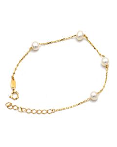 Real Gold 4 Pearl 5MM Bracelet 1525 (19 C.M) BR1853