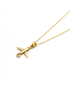 Real Gold Mini Airplane Jet Necklace 0129 CWP 2026