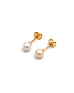 Real Gold Pearl Stud Earrings Set - Model 0451 E1955