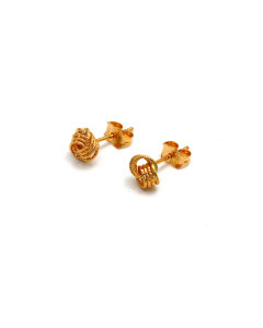 Real Gold 4 Ring Small Twisted Stud Earring Set 8120 E1849