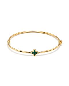 Real Gold Green Clover Bangle GZJVN (Size 18) 0231 BA1597