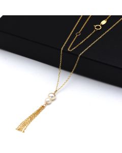Real Gold 2 Pearl Adjustable Size Necklace (45 cm) 0434 N1509