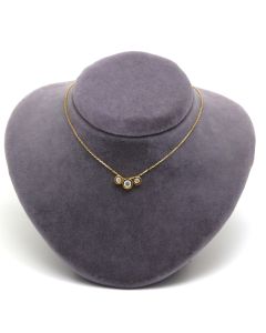 Real Gold 3 Movable Stone Adjustable Size Necklace - Model 0134 N1434