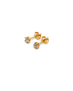 Real Gold Star Base Stud Stone Earrings Set - Model 0052 E1962
