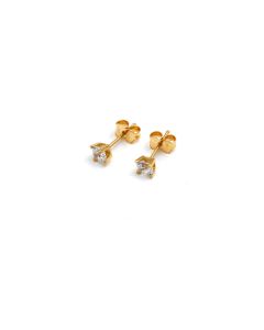 Real Gold Flat Base Stone Stud Earrings Set - Model 0039 E1964