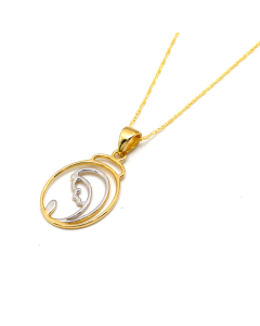 Real Gold 2 Color Mother Oval Necklace 1645 CWP 1905
