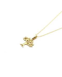 Real Gold Three Stone Tree Heart Necklace - Model 0251 CWP 1999