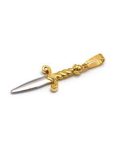 Real Gold 2 Color Dagger Knife Charm Blade Pendant 1392 P 1901