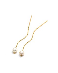 Real Gold Pearl Hanging Earrings Set - Model 2492 E1956