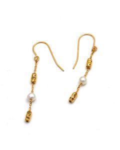 Real Gold Pearl Dangling with Balls Clip Earrings Set - Model 2229 E1957