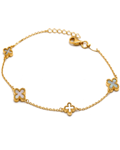 Real Gold 4 Clover Pearl White Bracelet - Model GZJVN0802 BR1763