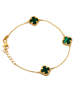 Real Gold 3 Clover Green Luxury Bracelet (19 C.M) - Model GZJVN1874 BR1755