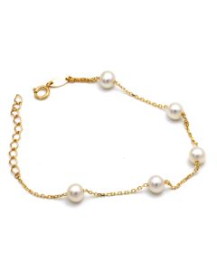 Real Gold 5 Pearl Bracelet 2489 (19 C.M) BR1850