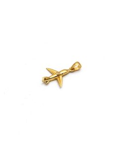 Real Gold Spark Jet Airplane Charm Pendant 0175 P 2028