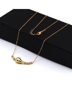 Real Gold 10 Balls With Teardrop Adjustable Size Necklace (40 + 5= 45 C.M) 1675 N1491