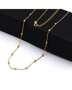 Real Gold 13 Glittering Balls with beads chain Adjustable Size Necklace (40+5 = 45 C.M) 3221 N1545