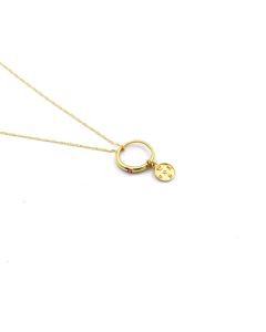 Real Gold Dangling Stone Clock Necklace - Model 0289 CWP 1985