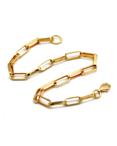 Real Gold Thick Link Paper Clip Solid Chain Bracelet CVB498 (17 C.M) BR1555